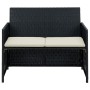 2-seater garden sofa with black synthetic rattan cushions by , Outdoor sofas - Ref: Foro24-43910, Price: 117,36 €, Discount: %