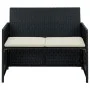 2-seater garden sofa with black synthetic rattan cushions by , Outdoor sofas - Ref: Foro24-43910, Price: 115,48 €, Discount: %