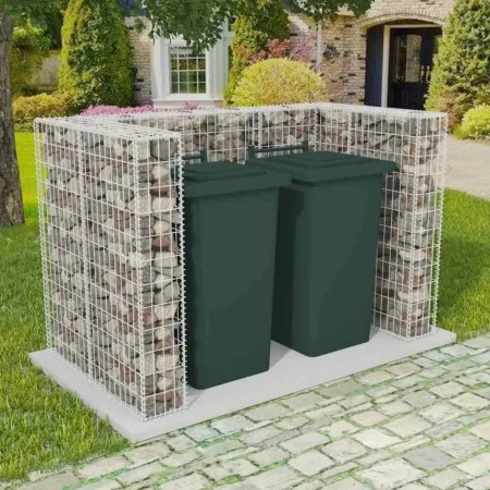 Double gabion for steel trash can 180x100x120 cm by vidaXL, Waste container supports - Ref: Foro24-142559, Price: 141,72 €, D...