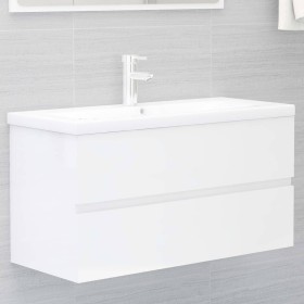 Mueble con lavabo madera de ingeniería blanco brillo