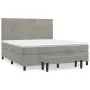 Box spring bed with light gray velvet mattress 180x200 cm by , Beds and slatted bases - Ref: Foro24-3137737, Price: 602,43 €,...