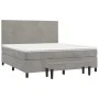 Box spring bed with light gray velvet mattress 180x200 cm by , Beds and slatted bases - Ref: Foro24-3137737, Price: 602,43 €,...
