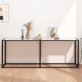 Mesa consola vidrio templado mármol blanco 200x35x75,5 cm de , Mesas auxiliares - Ref: Foro24-331688, Precio: 83,11 €, Descue...