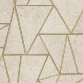 DUTCH WALLCOVERINGS Papel pintado triángulos beige y dorado