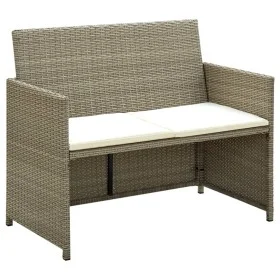 2-Sitzer-Gartensofa mit beigen synthetischen Rattankissen von , Outdoor-Sofas - Ref: Foro24-46396, Preis: 124,44 €, Rabatt: %