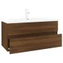 Mueble de baño con lavabo madera contrachapada marrón roble de , Tocadores de baño - Ref: Foro24-3152881, Precio: 228,13 €, D...