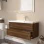 Mueble de baño con lavabo madera contrachapada marrón roble de , Tocadores de baño - Ref: Foro24-3152881, Precio: 228,13 €, D...