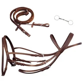 Braunes Leder-Flash-Zaumzeug mit Zügeln und Gebiss (Standard) von , Einnicken - Ref: Foro24-90894, Preis: 44,42 €, Rabatt: %