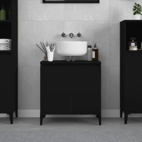 Armario para lavabo madera contrachapada negro 58x33x60 cm de , Tocadores de baño - Ref: Foro24-821261, Precio: 45,98 €, Desc...