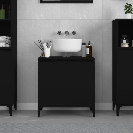 Armario para lavabo madera contrachapada negro 58x33x60 cm de , Tocadores de baño - Ref: Foro24-821261, Precio: 46,72 €, Desc...