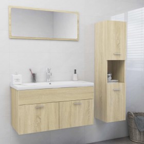 Juego de muebles de baño madera de ingeniería roble Sonoma