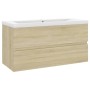 Waschtischunterschrank aus Sonoma-Eichenholzwerkstoff mit Waschbecken von , Badezimmerwaschtische - Ref: Foro24-3071561, Prei...