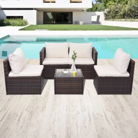 5-piece garden furniture set and brown synthetic rattan cushions by vidaXL, Garden sets - Ref: Foro24-43109, Price: 365,73 €,...
