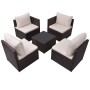 5-teiliges Gartenmöbel-Set und braune Kissen aus synthetischem Rattan von vidaXL, Gartensets - Ref: Foro24-43109, Preis: 381,...