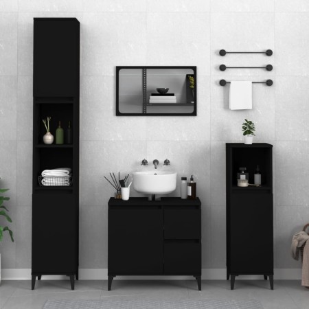 Badezimmerschrank aus schwarzem Sperrholz, 30 x 30 x 100 cm von , Badezimmermöbel - Ref: Foro24-819813, Preis: 67,29 €, Rabat...