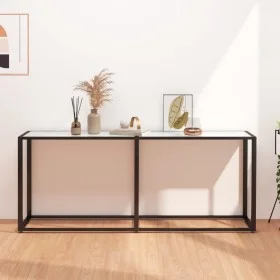 White marble tempered glass console table 180x35x75.5 cm by , Side tables - Ref: Foro24-331684, Price: 73,45 €, Discount: %