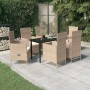 Juego de comedor de jardín 7 piezas con cojines beige