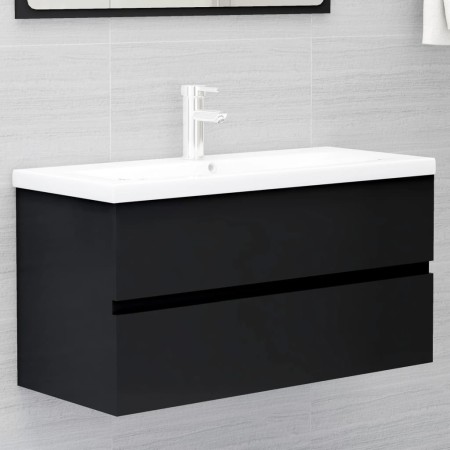 Schwarzer Holzwerkstoffschrank mit Waschbecken von , Badezimmerwaschtische - Ref: Foro24-3071559, Preis: 225,91 €, Rabatt: %