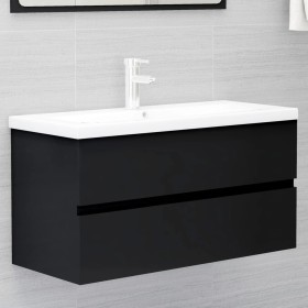 Schwarzer Holzwerkstoffschrank mit Waschbecken von , Badezimmerwaschtische - Ref: Foro24-3071649, Preis: 295,53 €, Rabatt: %