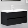 Mueble con lavabo madera de ingeniería negro de , Tocadores de baño - Ref: Foro24-3071649, Precio: 295,36 €