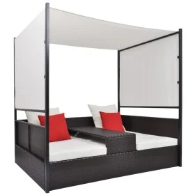 Gartenbett mit synthetischer Rattanmarkise braun 190x130 cm von vidaXL, Betten im Freien - Ref: Foro24-42900, Preis: 519,26 €...