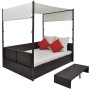 Garden bed with brown synthetic rattan canopy 190x130 cm by vidaXL, Outdoor beds - Ref: Foro24-42900, Price: 478,42 €, Discou...