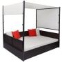 Garden bed with brown synthetic rattan canopy 190x130 cm by vidaXL, Outdoor beds - Ref: Foro24-42900, Price: 478,42 €, Discou...