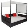 Garden bed with brown synthetic rattan canopy 190x130 cm by vidaXL, Outdoor beds - Ref: Foro24-42900, Price: 519,26 €, Discou...