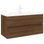 Mueble de baño con lavabo madera contrachapada marrón roble de , Tocadores de baño - Ref: Foro24-3152884, Precio: 306,34 €, D...