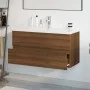 Badezimmerschrank aus braunem Eichensperrholz mit Waschbecken von , Badezimmerwaschtische - Ref: Foro24-3152884, Preis: 306,3...