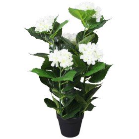 Planta artificial hortensia con macetero 60 cm blanca