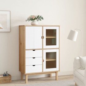 Aparador OTTA madera maciza pino marrón y blanco 85x43x125 cm de , Aparadores - Ref: Foro24-351308, Precio: 244,61 €, Descuen...