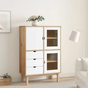 OTTA sideboard solid pine wood brown and white 85x43x125 cm by , Sideboards - Ref: Foro24-351308, Price: 230,25 €, Discount: %