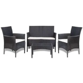 4-piece garden furniture set and black synthetic rattan cushions by , Garden sets - Ref: Foro24-44186, Price: 252,24 €, Disco...