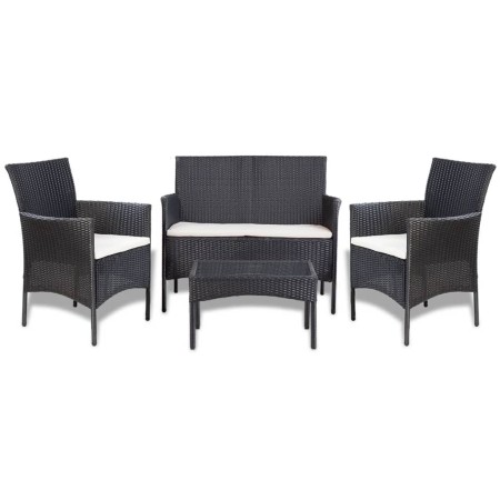 4-piece garden furniture set and black synthetic rattan cushions by , Garden sets - Ref: Foro24-44186, Price: 256,22 €, Disco...