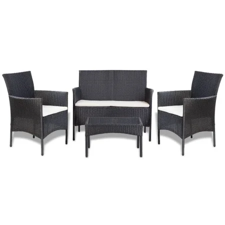 Set de muebles de jardín 4 pzas y cojines ratán sintético negro de , Conjuntos de jardín - Ref: Foro24-44186, Precio: 252,20 ...