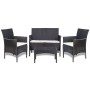 4-teiliges Gartenmöbel-Set und schwarze Kissen aus synthetischem Rattan von , Gartensets - Ref: Foro24-44186, Preis: 256,33 €...