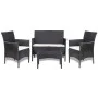 Set de muebles de jardín 4 pzas y cojines ratán sintético negro de , Conjuntos de jardín - Ref: Foro24-44186, Precio: 252,20 ...
