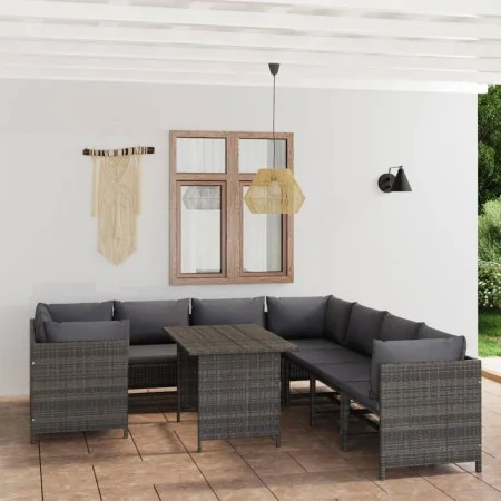 9-piece garden furniture set and gray synthetic rattan cushions by , Garden sets - Ref: Foro24-3059772, Price: 534,87 €, Disc...