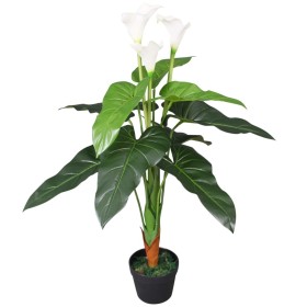 Planta cala lilly artificial con macetero 85 cm blanca