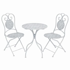 Mesa y sillas bistró de jardín 3 piezas acero blanco grisáceo de vidaXL, Conjuntos de jardín - Ref: Foro24-43150, Precio: 193...