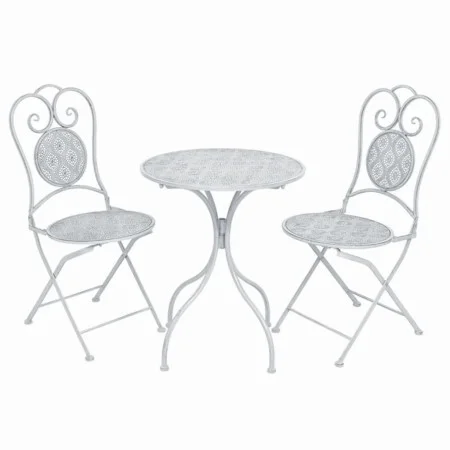 Gartenbistrotisch und Stühle 3 Stück grau-weißer Stahl von vidaXL, Gartensets - Ref: Foro24-43150, Preis: 167,23 €, Rabatt: %