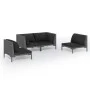 4-piece garden sofas and dark gray synthetic rattan cushions by , Garden sets - Ref: Foro24-3099818, Price: 365,26 €, Discoun...