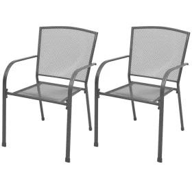 Stapelbare Gartenstühle 2 Einheiten aus grauem Stahl von vidaXL, Gartenstühle - Ref: Foro24-42705, Preis: 113,68 €, Rabatt: %