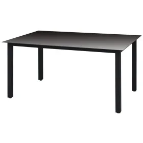 Black aluminum and glass garden table 150x90x74 cm by vidaXL, Garden tables - Ref: Foro24-42788, Price: 134,30 €, Discount: %