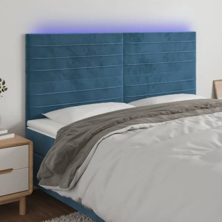 Kopfteil mit LED-Beleuchtung, dunkelblauer Samt, 180 x 5 x 118/128 cm von , Kopf- und Fußteile - Ref: Foro24-3122628, Preis: ...