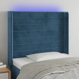 LED-Kopfteil aus dunkelblauem Samt, 93 x 16 x 118/128 cm von , Kopf- und Fußteile - Ref: Foro24-3124228, Preis: 81,69 €, Raba...