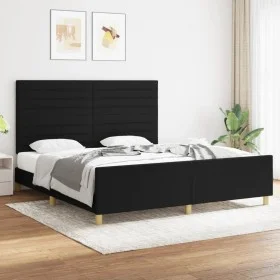 Bed frame with black fabric headboard 180x200 cm by , Beds and slatted bases - Ref: Foro24-3125156, Price: 232,93 €, Discount: %