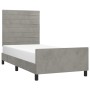 Light gray velvet bed frame with headboard 90x190 cm by , Beds and slatted bases - Ref: Foro24-3125788, Price: 142,59 €, Disc...