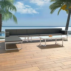 Set de muebles de jardín 5 piezas textilene aluminio negro de vidaXL, Conjuntos de jardín - Ref: Foro24-42814, Precio: 704,06...